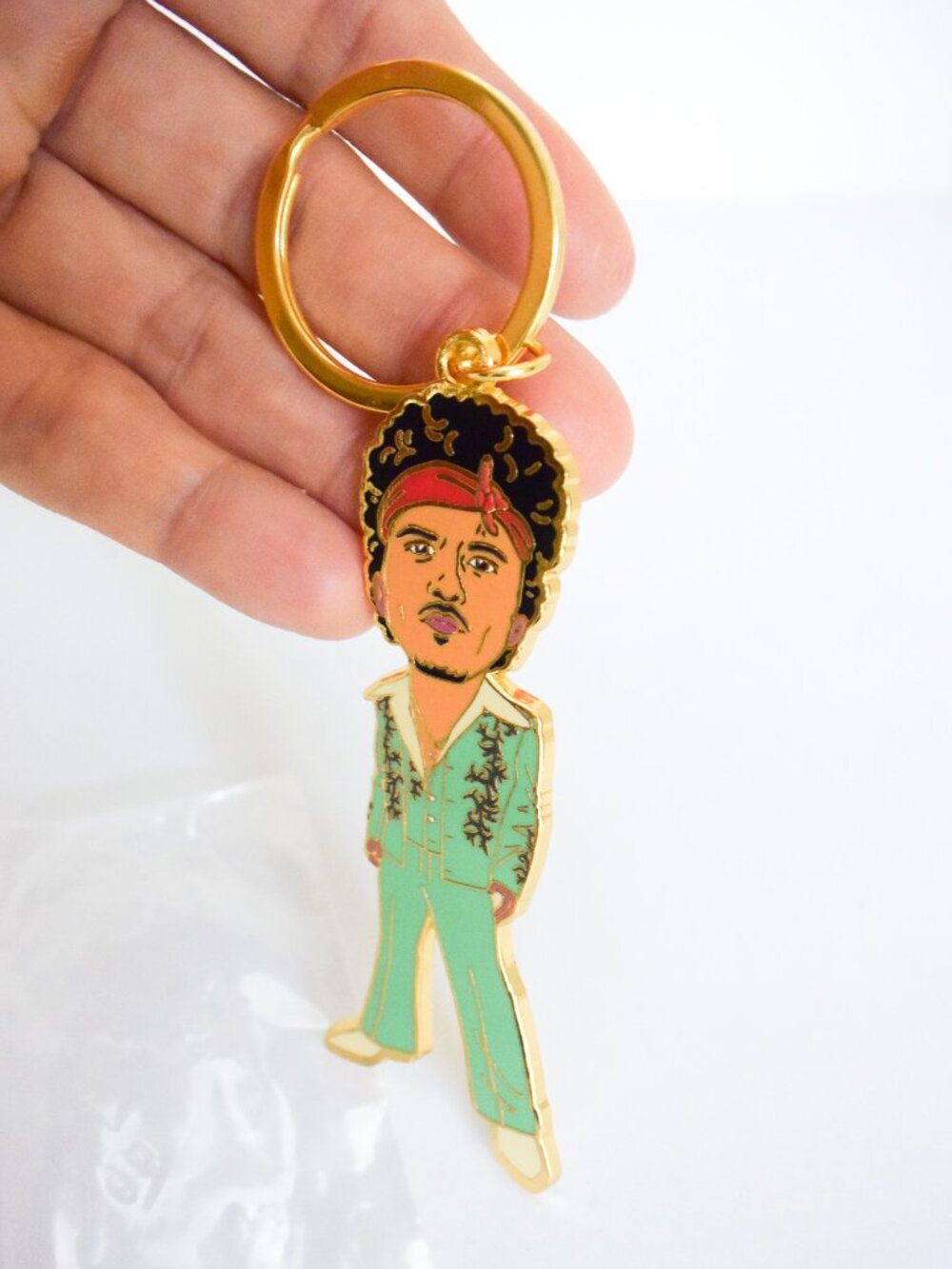 Bruno Mars "The Romantic Tour" Enamel Gold Keychain "I Just Might" - NEW!
